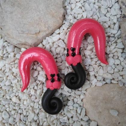 Pink & Black Art Gauge Hanger Ears..