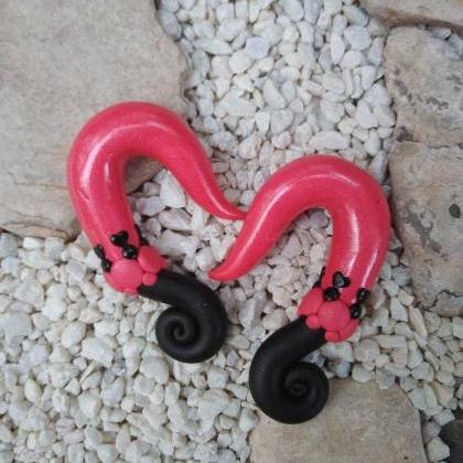 Pink & Black Art Gauge Hanger Ears..