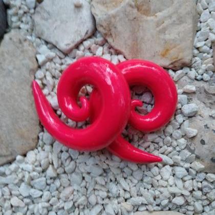 Pink Spiral Ears Gauged Handmade Stretched Ear 0g