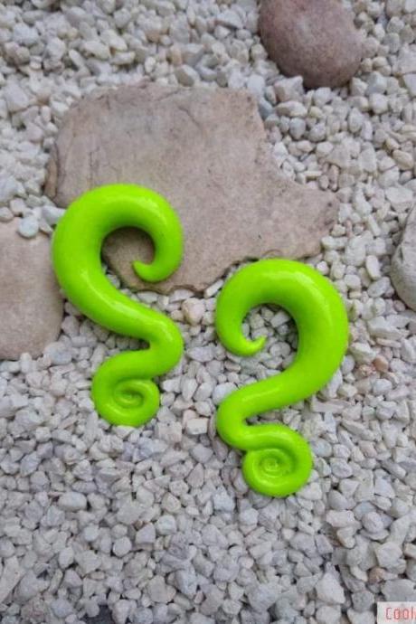 Neon Green Yellow Plug Gauge Ear Tunnels Body Jewelry Size 43/64&amp;quot;